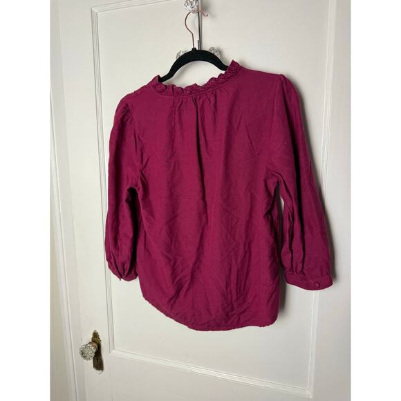 LC Lauren Conrad Blouse Women's Small Deep Pink Ruffle Girly Feminine NEW - Picture 4 of 9
